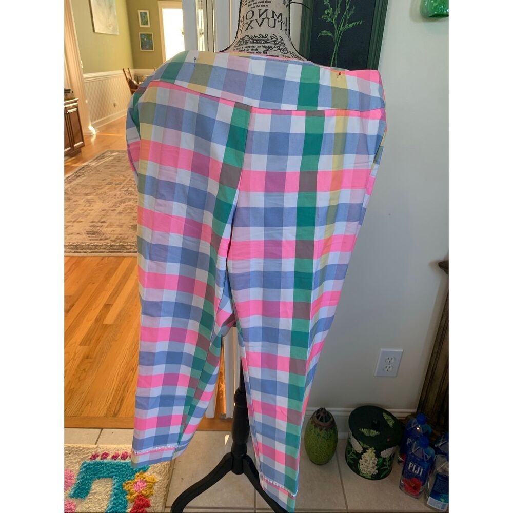 Crown & Ivy Colorful Loud Plaid Print Capri Pants
